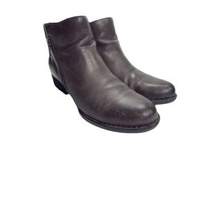Womens Born Brown  Biker Fullgrain Lauryl Leather Ankle Booties Shoes Size 8
